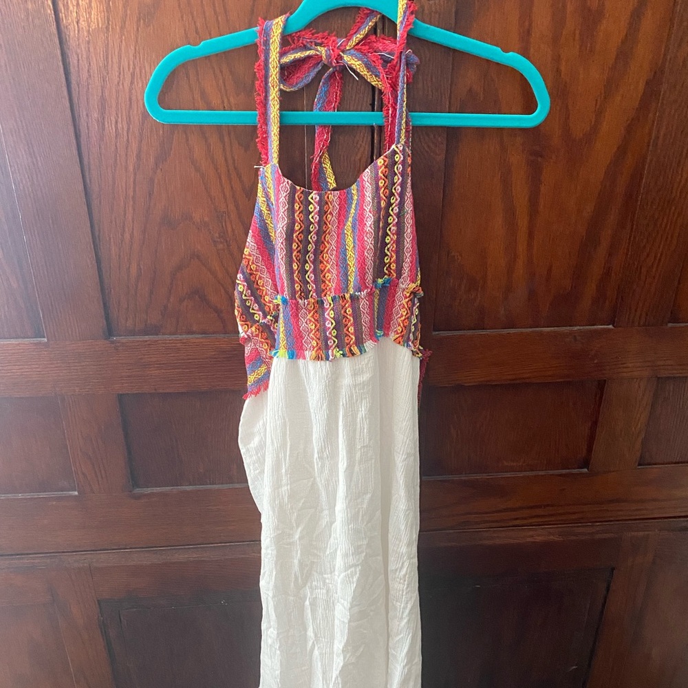Vici embroidered halter maxi dress